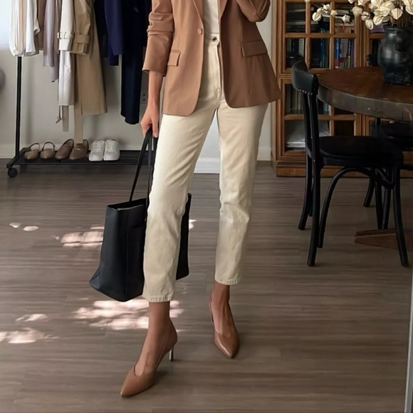 Everlane Jean The Cheeky Straight High Rise Ecru Sandstone Ankle Crop Zip Denim - Picture 13 of 13